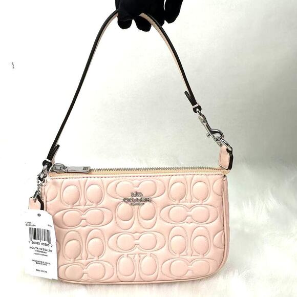 Coach Wristlet Nolita 19 In Signature Leather In Silver Blush NWT CZ456 - Picture 1 of 11